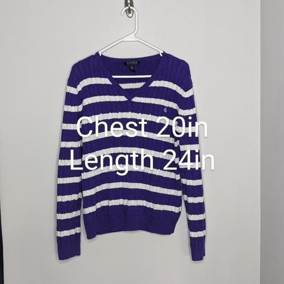 Ralph Lauren Purple Stripe Knit Sweater XL - Picture 3 of 5
